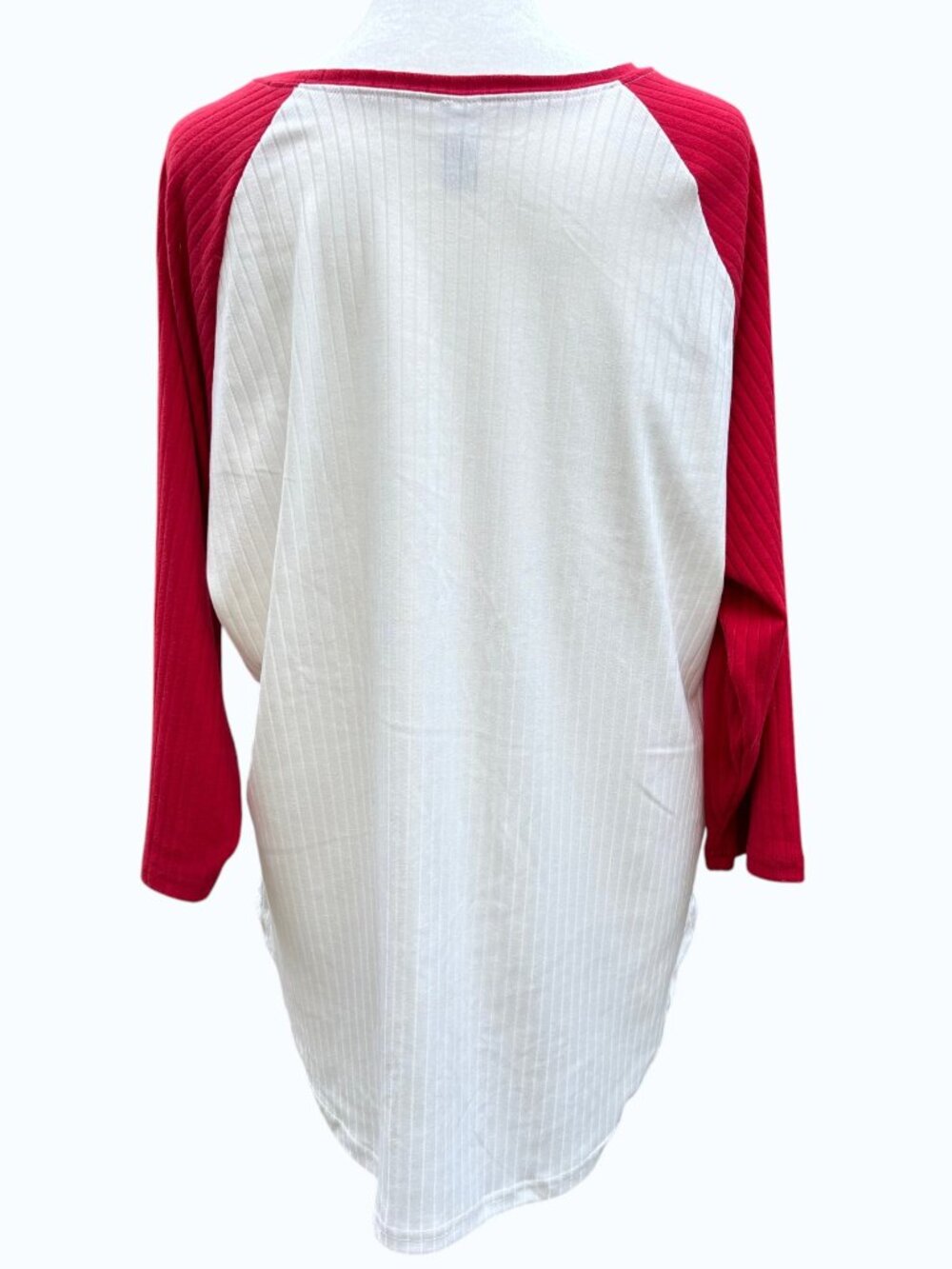 Alabama Crimson Tide Ribbed Knit 3/4 Sleeve Top XL Red White Hi-Low Hem Sideline - Picture 10 of 16